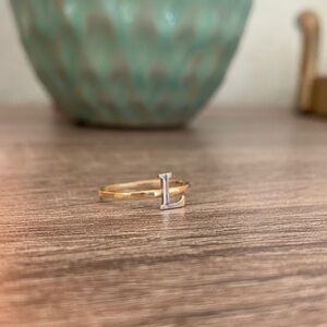14K Gold L Initial Ring Size 5